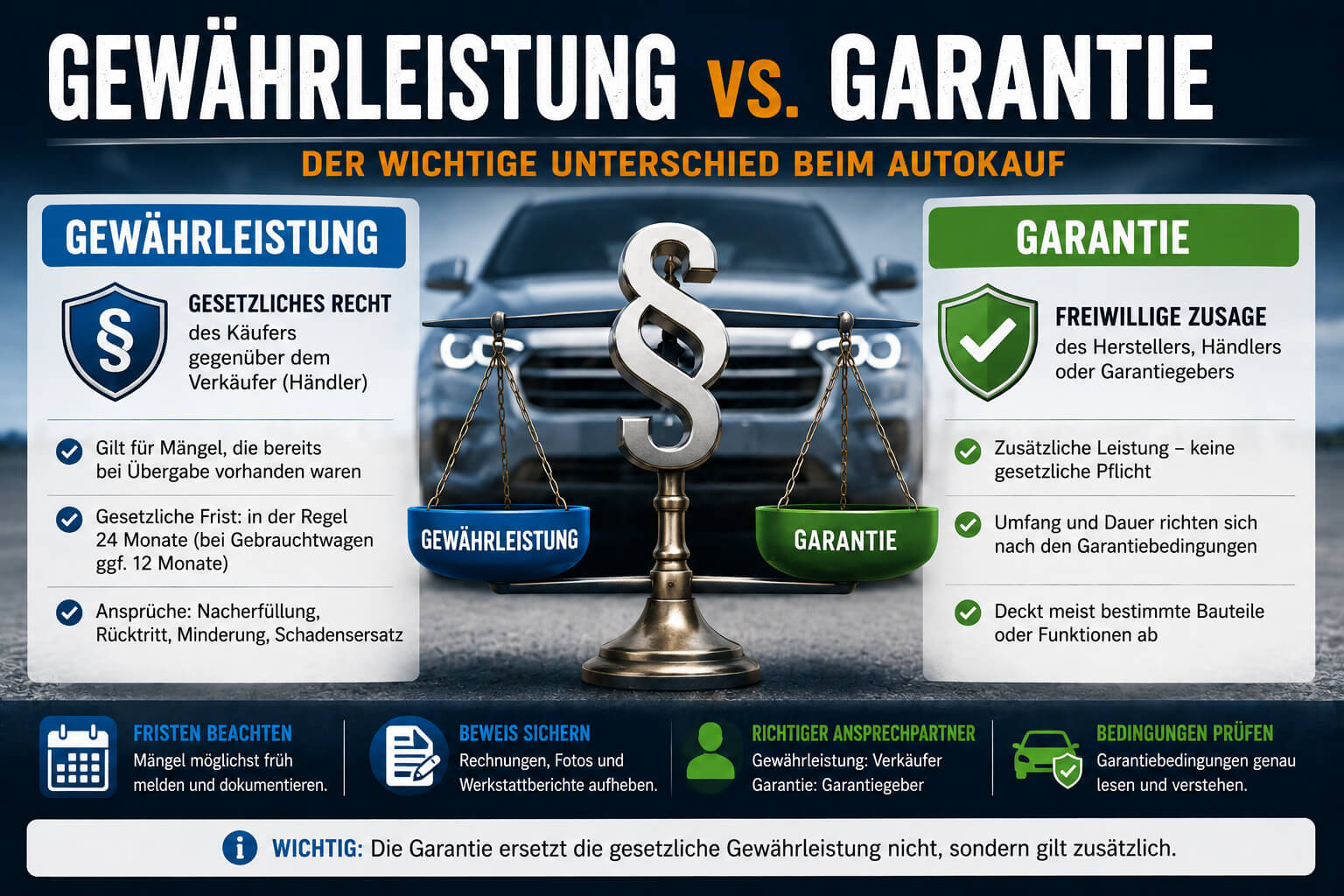 Gewährleistung und Garantie