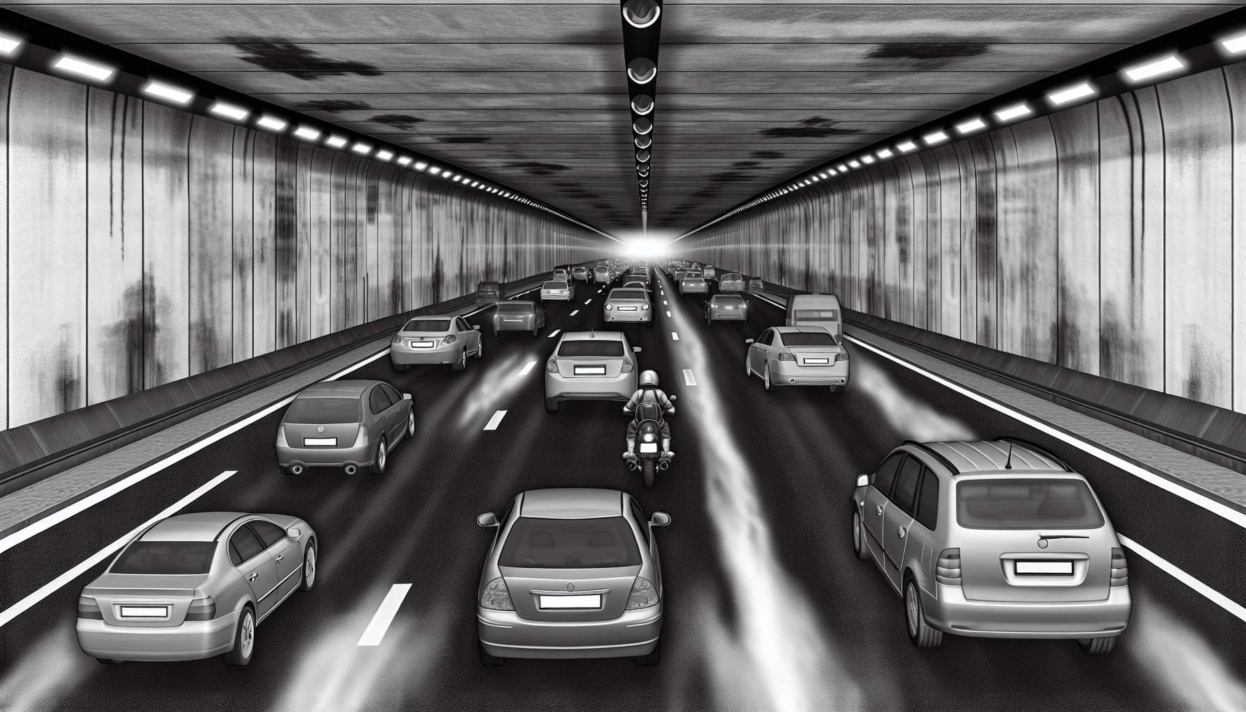 Autobahntunnel mit Fahrzeugen
